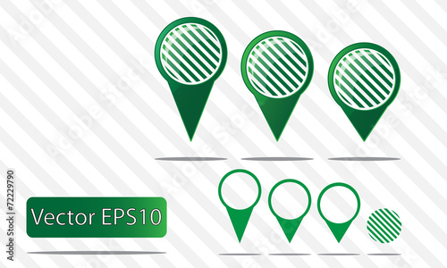 Map pin vector - green stripes