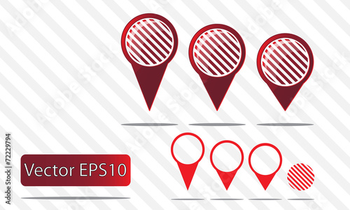 Map pin vector - red stripes