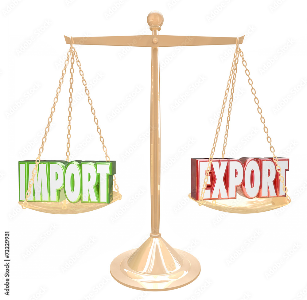 Import Export Words Scale Trade Balance Surplus Deficit Illustration Stock  | Adobe Stock