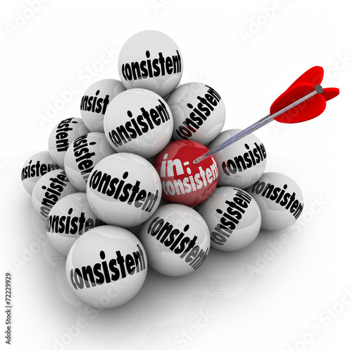 Inconsistent Vs Consistency Word Ball Pyramid Different Oddball photo