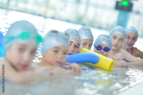 children group at swimming pool