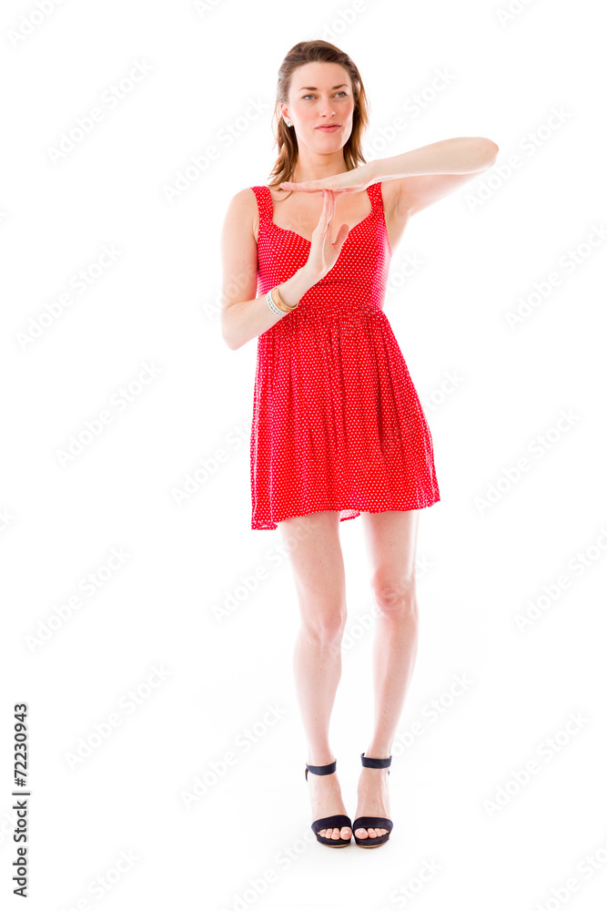 model isolated on plain background hand gesture break sign model isolated on plain background hand gesture break sign