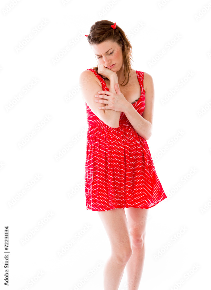 model isolated on plain background bored upset model isolated on plain background bored upset
