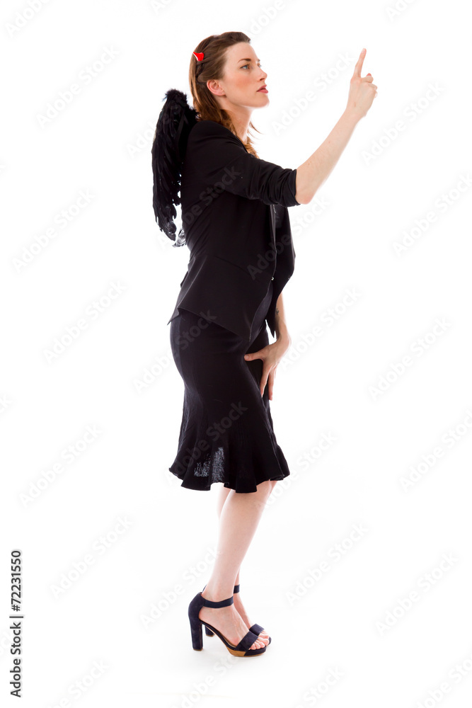 model isolated on plain background back pointing model isolated on plain background back pointing