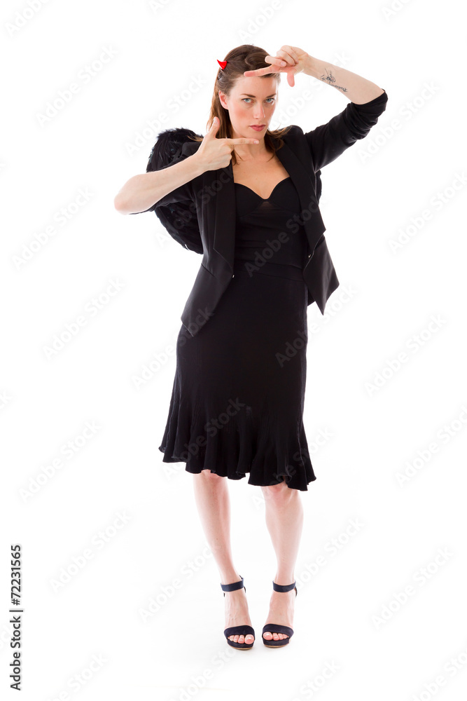 model isolated on plain background hand gesture framing focusing model isolated on plain background hand gesture framing focusing