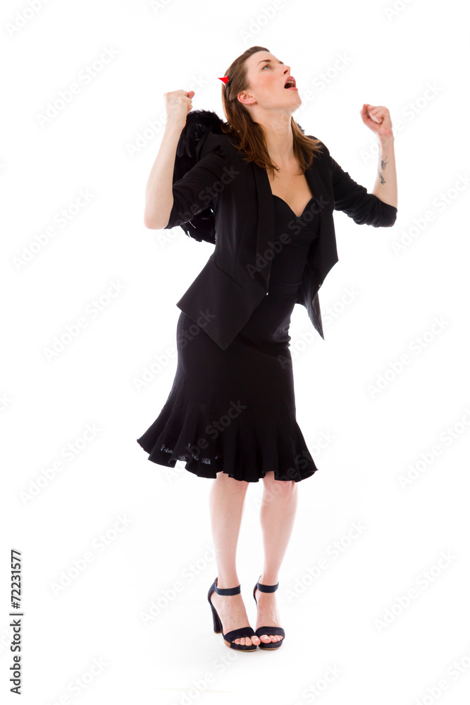 model isolated on plain background screaming model isolated on plain background screaming