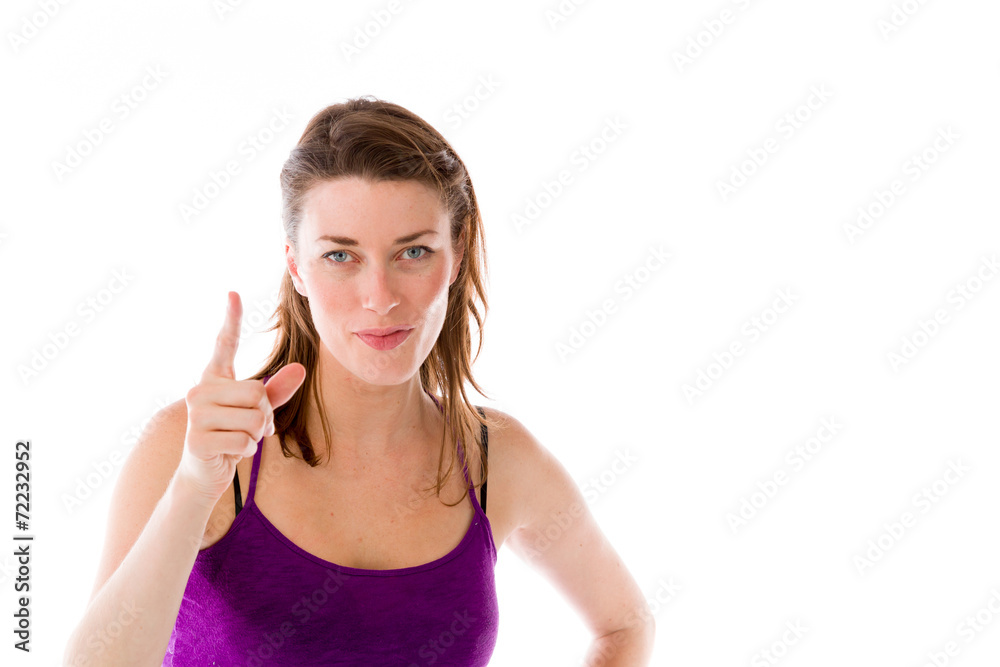 model isolated on plain background nagging scolding with finger model isolated on plain background nagging scolding with finger