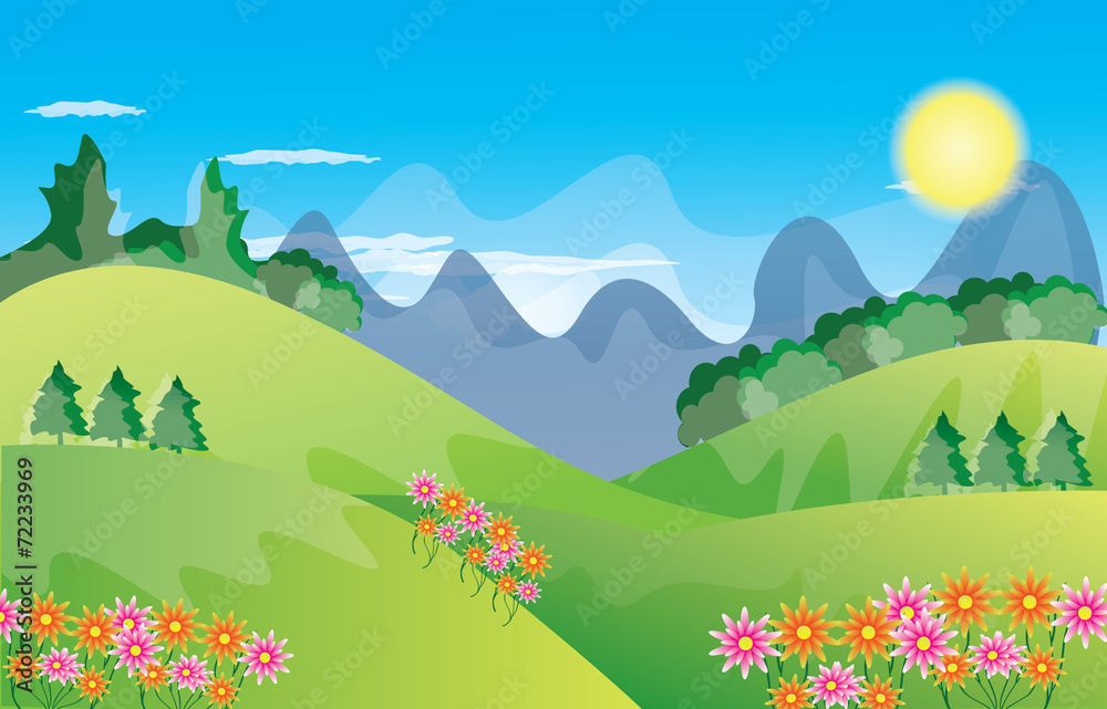 Naklejka premium Beautiful landscape background Vector