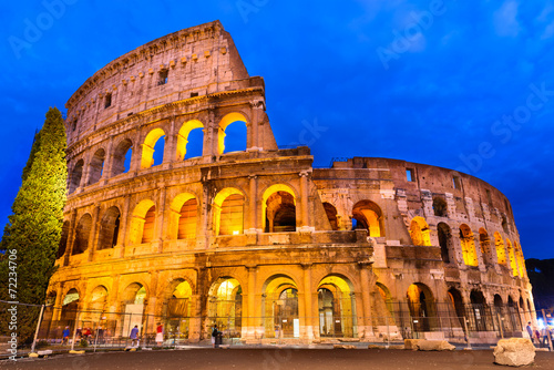 Naklejki na drzwi Zmierzch Koloseum, Rzym, Włochy