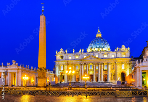 Vatican, Rome, Twilight image of Basilica San Pietro, Italy