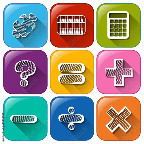 Buttons with mathematical signs