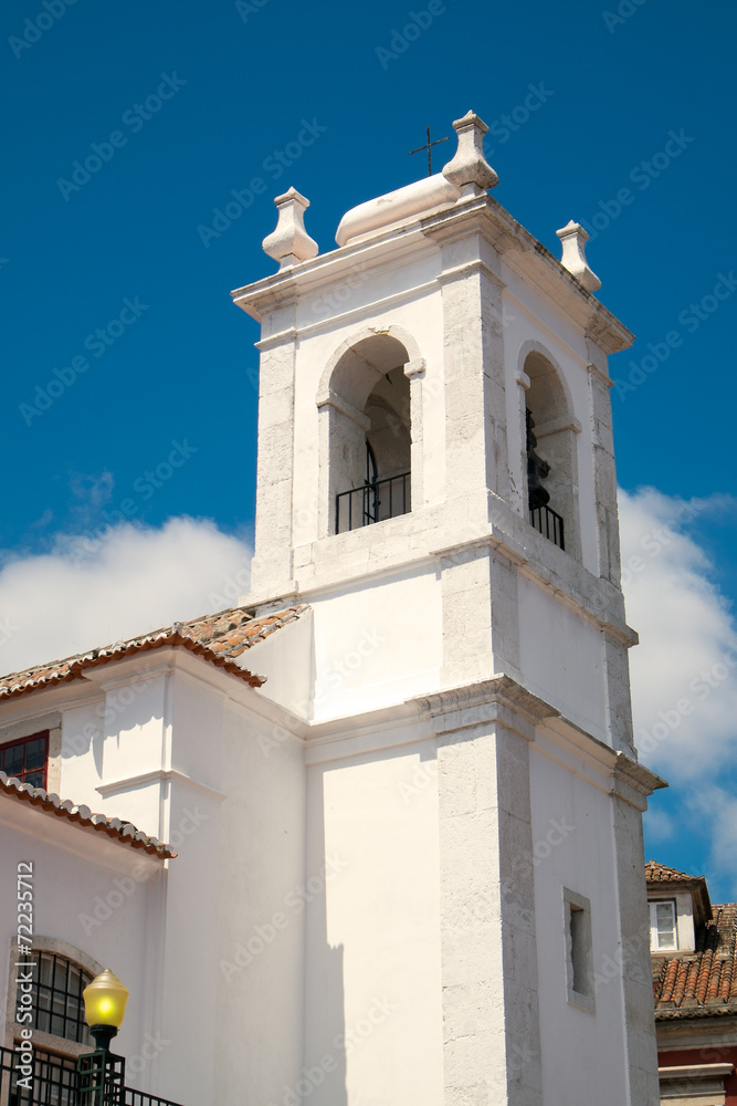 Small white church in Lisbon, Portugal