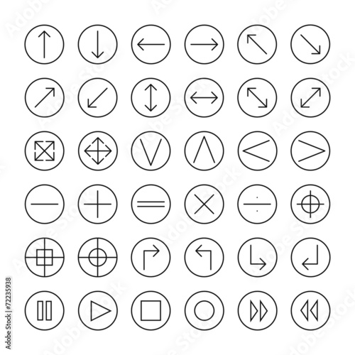 Vector thin icons set for web and mobile. Line simple arrows.