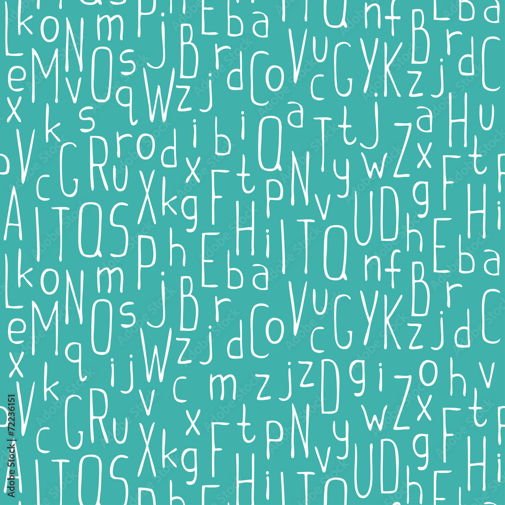 Vector seamless pattern of colorful hand drawn font. Beautiful