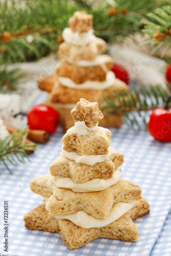 Gingerbread christmas trees. Beautiful xmas dessert