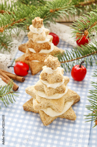 Gingerbread christmas trees. Beautiful xmas dessert