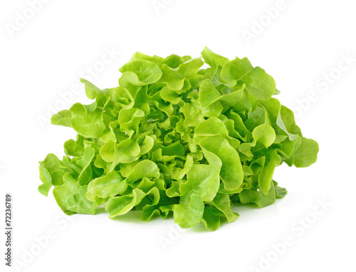 fresh green lettuce leaves isolated on white