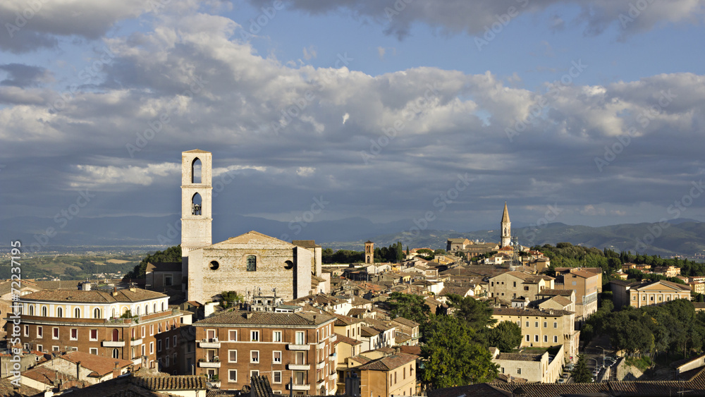 Panoramic view of the city of Perugia, Italy