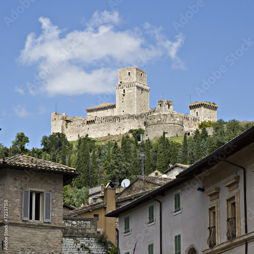 View of Rocca Maggiore castle in Assisi, Italy photo