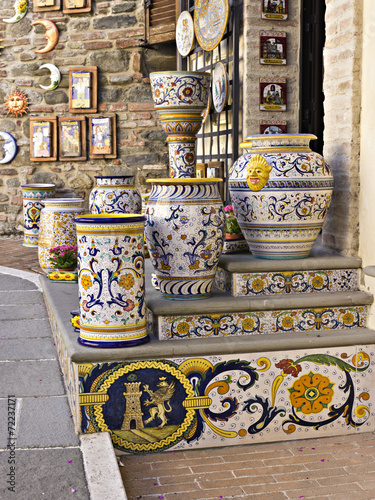 Traditional ceramic workshop in the village of Deruta, Italy