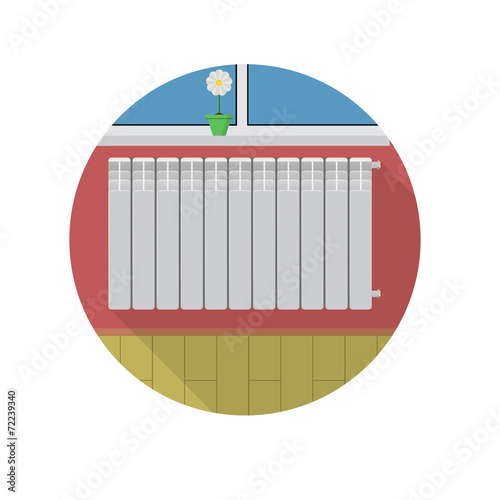 Flat vector icon for radiator in room