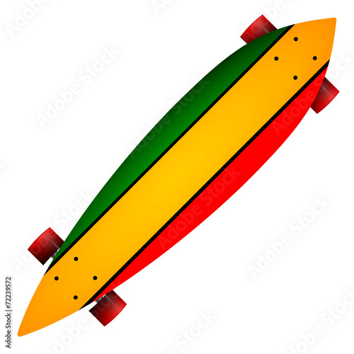 Vector illustration of three color longboard