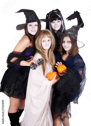 teen girl  wearing  as witch . Halloween