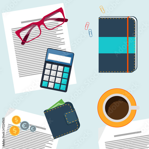 Office desktop with item icons