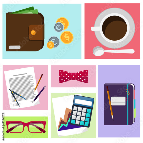 Office desktop with item icons