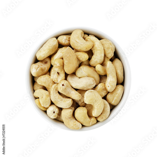 heap of dry cashew nuts in bowl