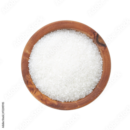 sugar in wooden bowl for cooking or spa
