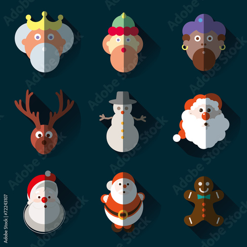 Christmas santa claus wisemen icons vector set