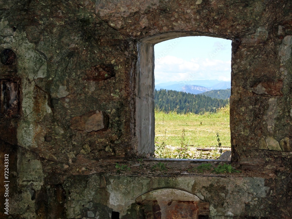 Mountain Panorama from the window of Fort Sommo of the First Wor Mountain Panorama from the window of Fort Sommo of the First Wor