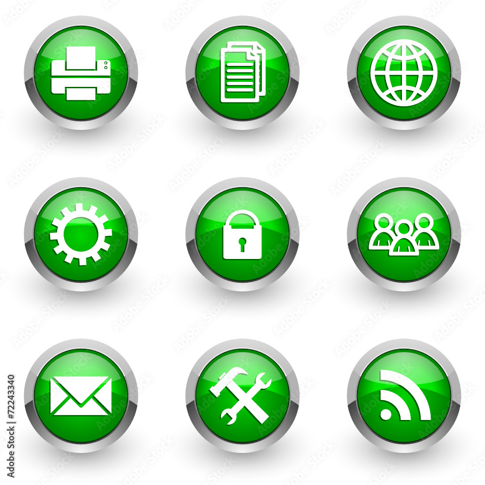 green chrome vector icons set green chrome vector icons set