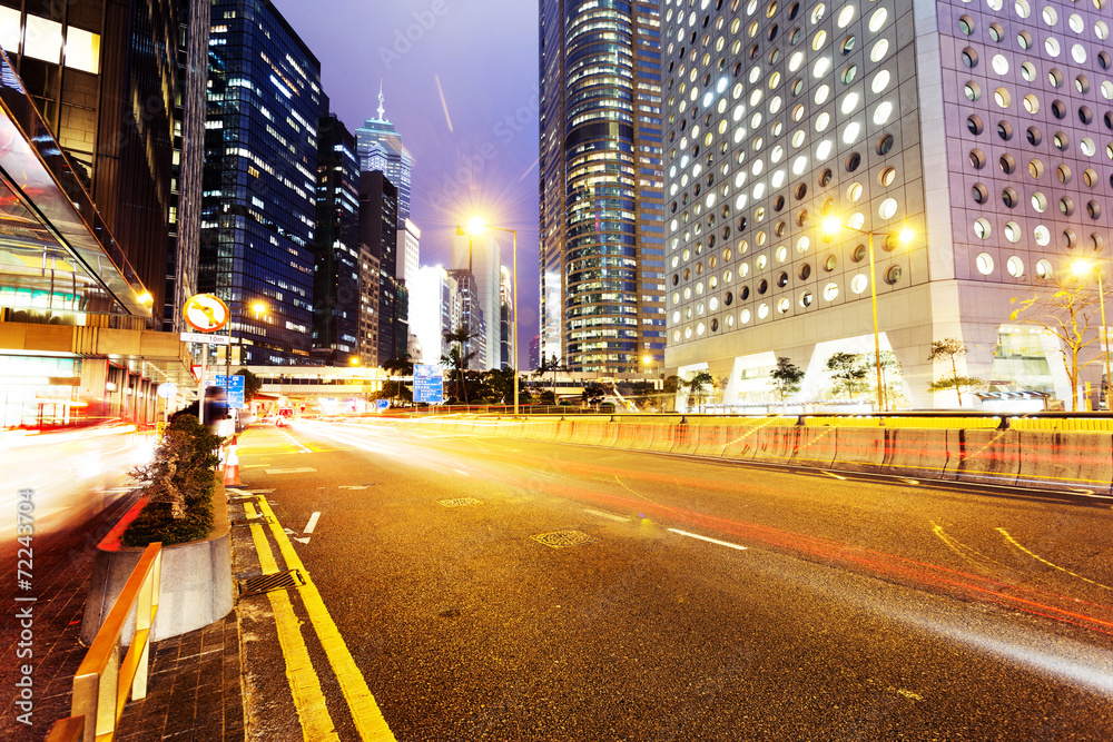 Obraz premium urban city traffic trails at night