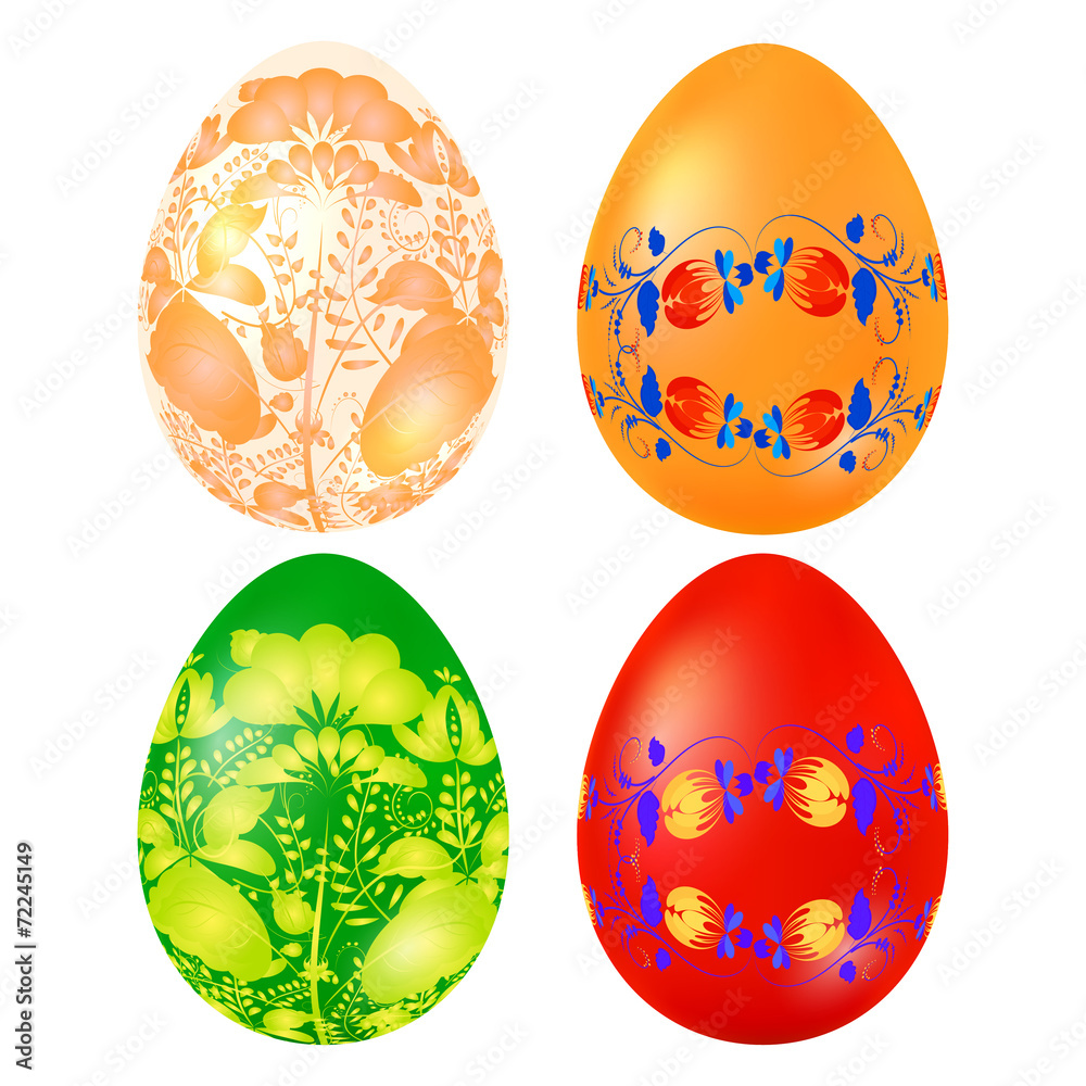 Fototapeta premium Set color Easter egg with elements of traditional Russian painti