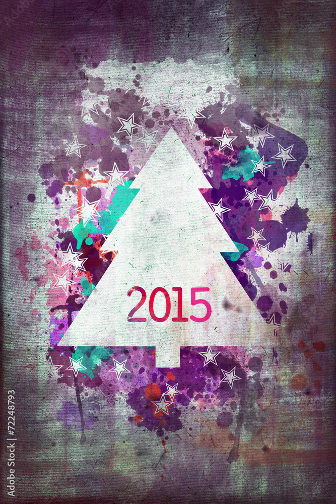 Watercolor christmas tree 2015 greeting card Watercolor christmas tree 2015 greeting card