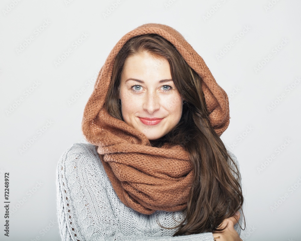 young happy cute winter woman