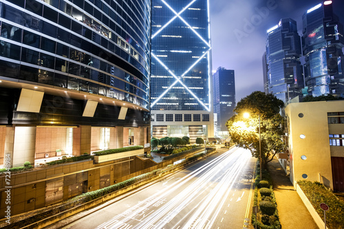 urban city traffic trails at night