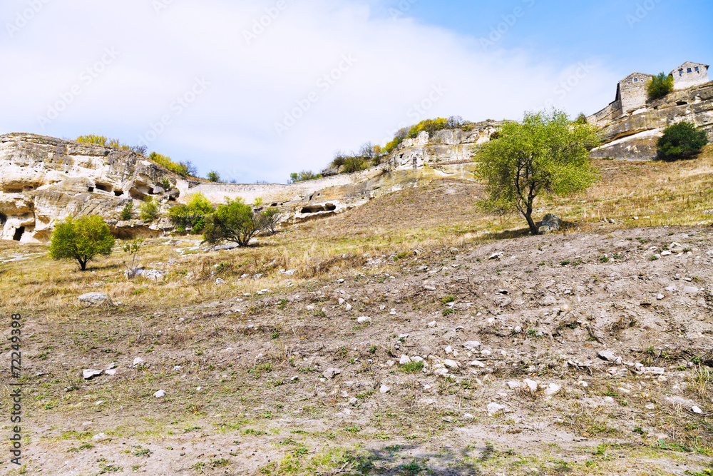 ancient town chufut-kale on mountain, Crimea