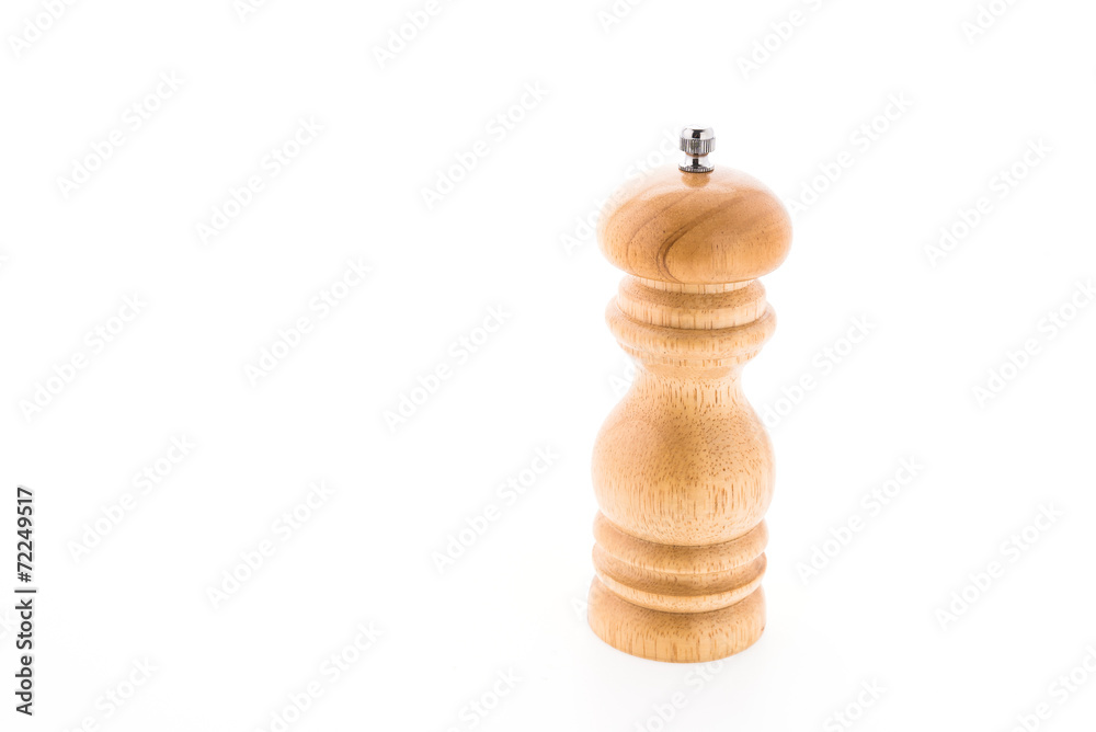 Black pepper wood bottle isolated on white background Black pepper wood bottle isolated on white background