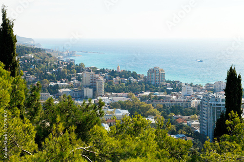 view of Yalta city and seafront, Crimea