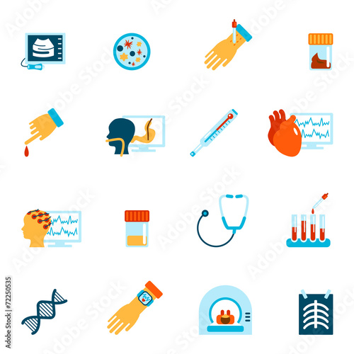 Medical tests icons flat
