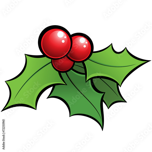 Cartoon vector shiny holli mistletoe christmas ornament with bla