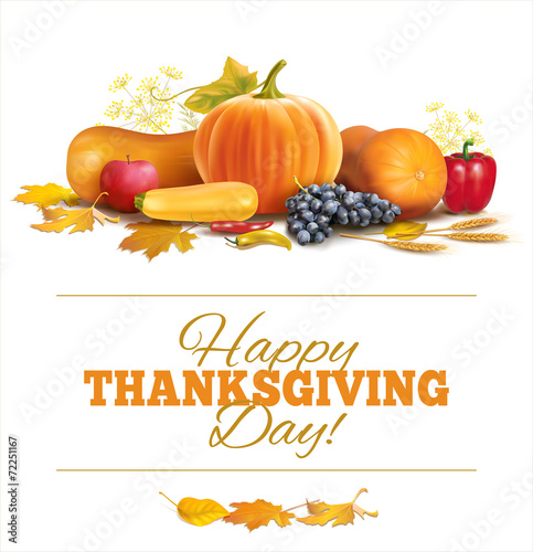 Happy Thanksgiving composition on white. Vector
