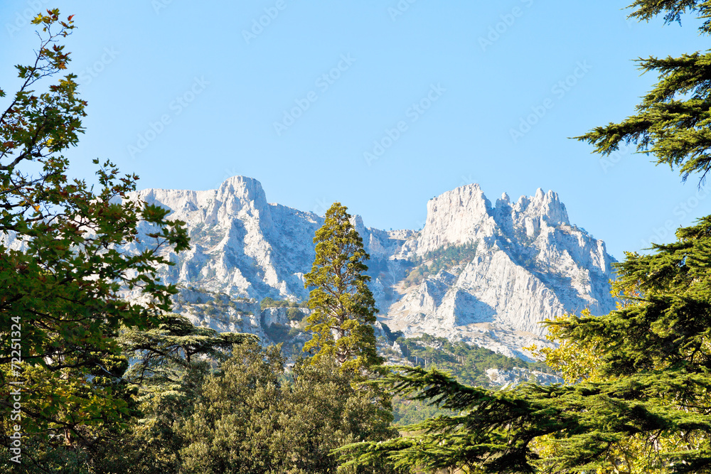Obraz premium view of Ai-Petri mountain from Alupka, Crimea
