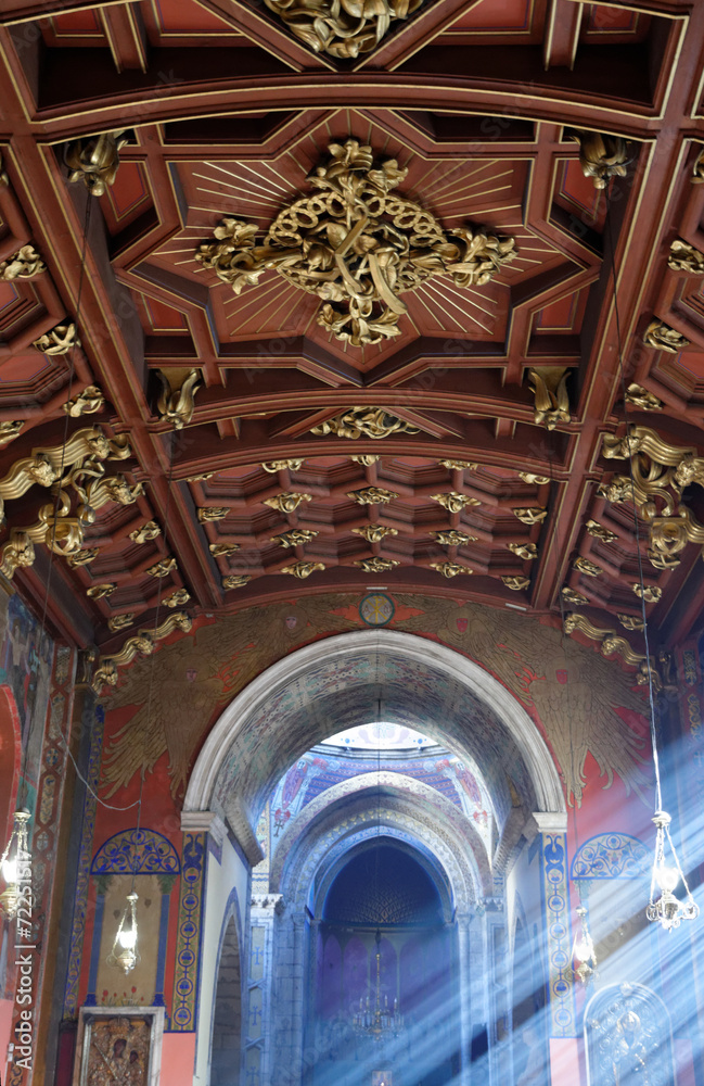 Interior of the Armenian Church with ceiling with david star