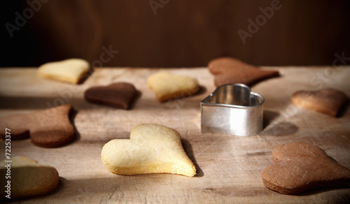 Fototapeta Naklejka Na Ścianę i Meble -  Close-up of vanilla and cocoa flavoured biscuits