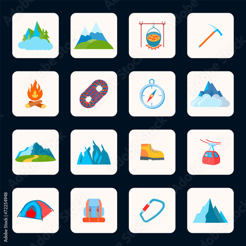Mountain icons flat