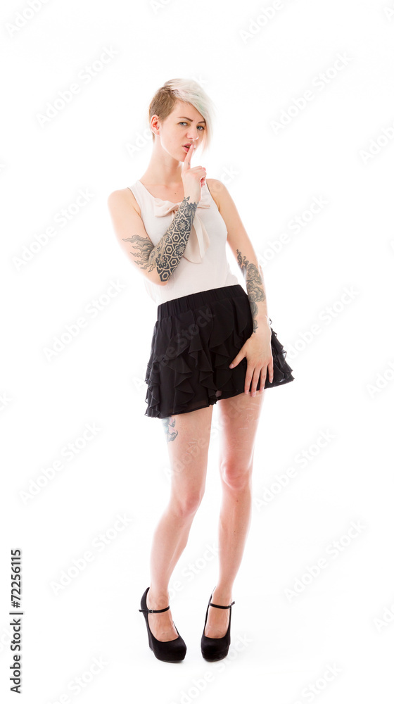 model isolated with finger on lips secret model isolated with finger on lips secret